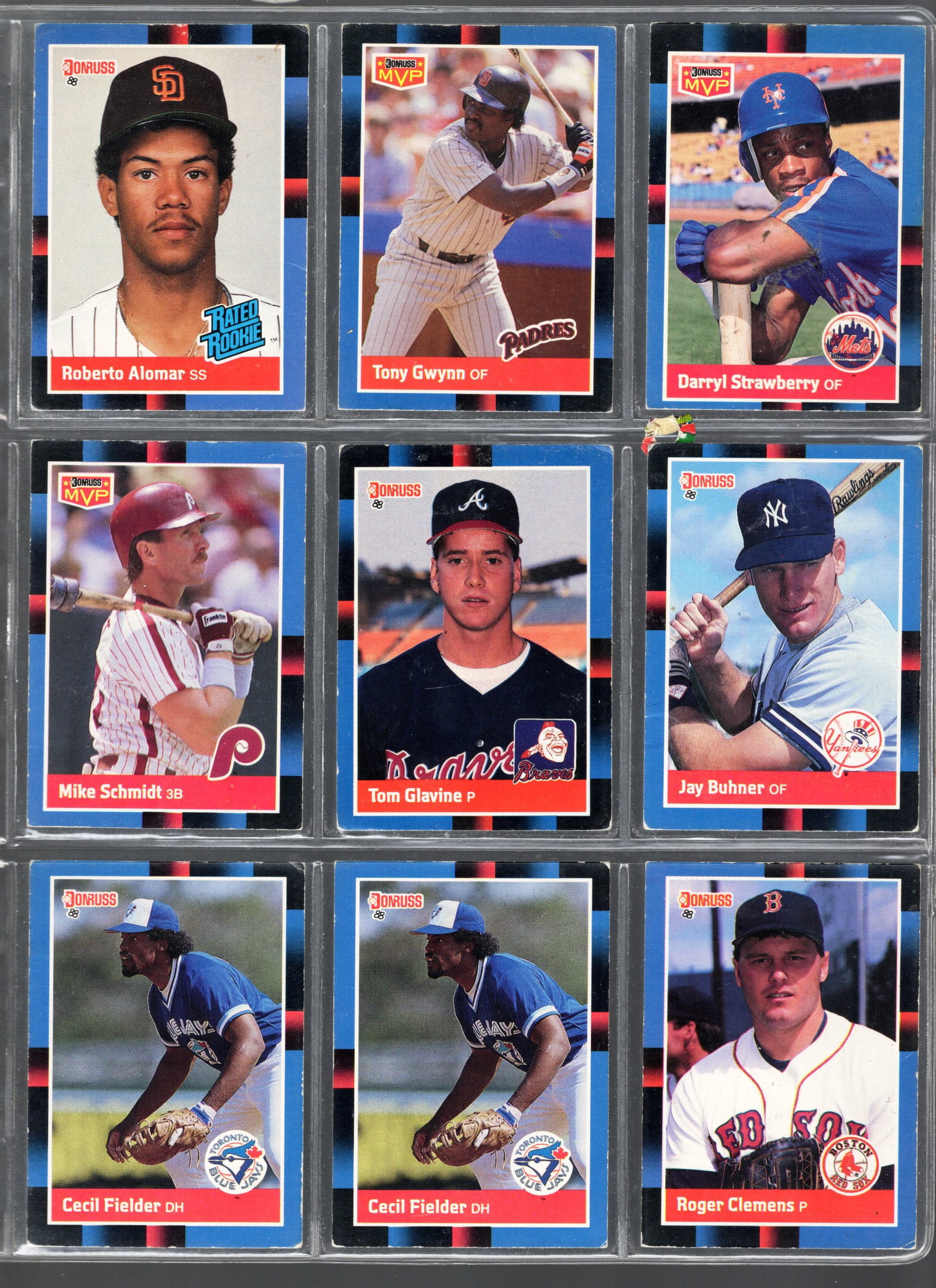 9 - 1988 Donruss MLB Trading Cards, All Stars & Hall of Famers: Schmidt, Gwynn, Glavine, Clemens: Donruss Baseball MLB Trading & Sports Cards, Sports Cards for Sale Near Me, Prizm, Mosaic, Select, SP, SSP, Auction Memorabilia Lots for Sale On Line, World Series & Hall of Fame Players, Diamond King