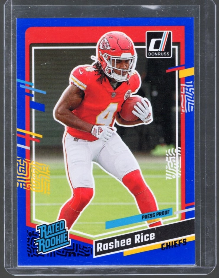 2023 Donruss Rashee Rice Rated Rookie Blue #350 NFL Trading Card: Panini Select, Prizm, Mosaic, Contenders, Zenith, Phoenix, Illusions, Absolute, Rookie NFL Sports Trading Cards, SP, SSP, Cards, Football Cards for Sale Near Me, Superbowl & Hall of Fame Player Cards,