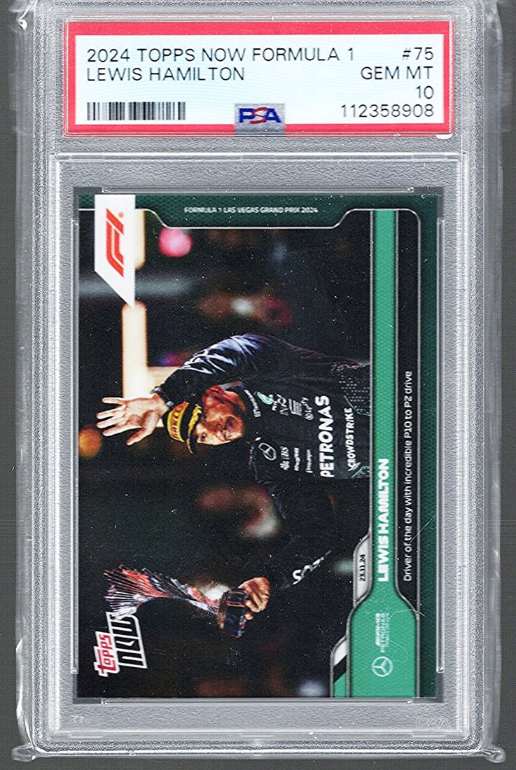 2024 Topps Now Formula 1 Lewis Hamilton #75, PSA Grade 10: Topps NASCAR & Formula 1 Auto Racing Trading & Sports Cards, Sports Cards for Sale Near Me, Valuable Memorabilia Auction Lots Sold On Line, SP, SSP