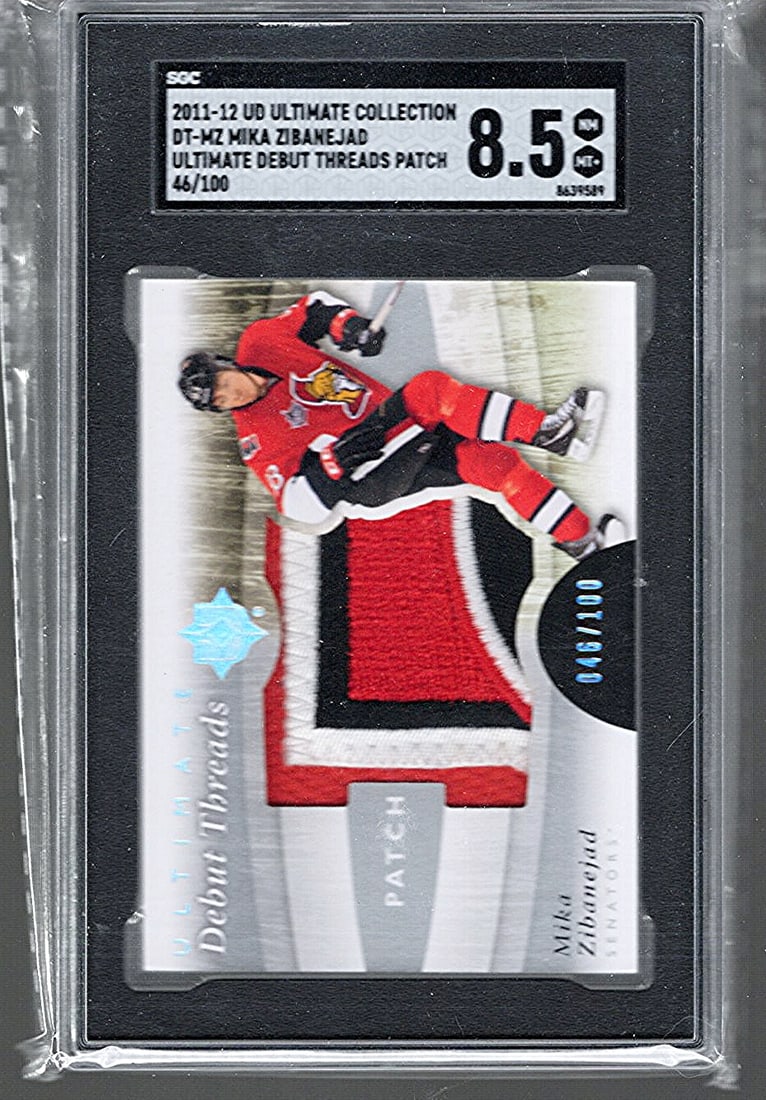 2011-12 UD Ultimate Debut Threads Patch, #DT-MZ  Mika Zibanejad  SGC Grade 8.5, 46/100 (1 of 2)
