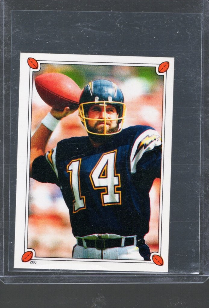 1987 Topps Stickers NFL Trading Cards, Dan Fouts #200: Topps Football NFL Trading Sports Cards, Sports Cards for Sale Near Me, Super Bowl & Hall of Fame Player Cards, Resurgence, Composite, SP, SSP, Valuable Auction Memorabilia Lots For Sale On Line