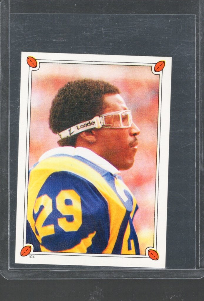 1987 Topps Stickers NFL Trading Cards, Eric Dickerson #104: Topps Football NFL Trading Sports Cards, Sports Cards for Sale Near Me, Super Bowl & Hall of Fame Player Cards, Resurgence, Composite, SP, SSP, Valuable Auction Memorabilia Lots For Sale On Line