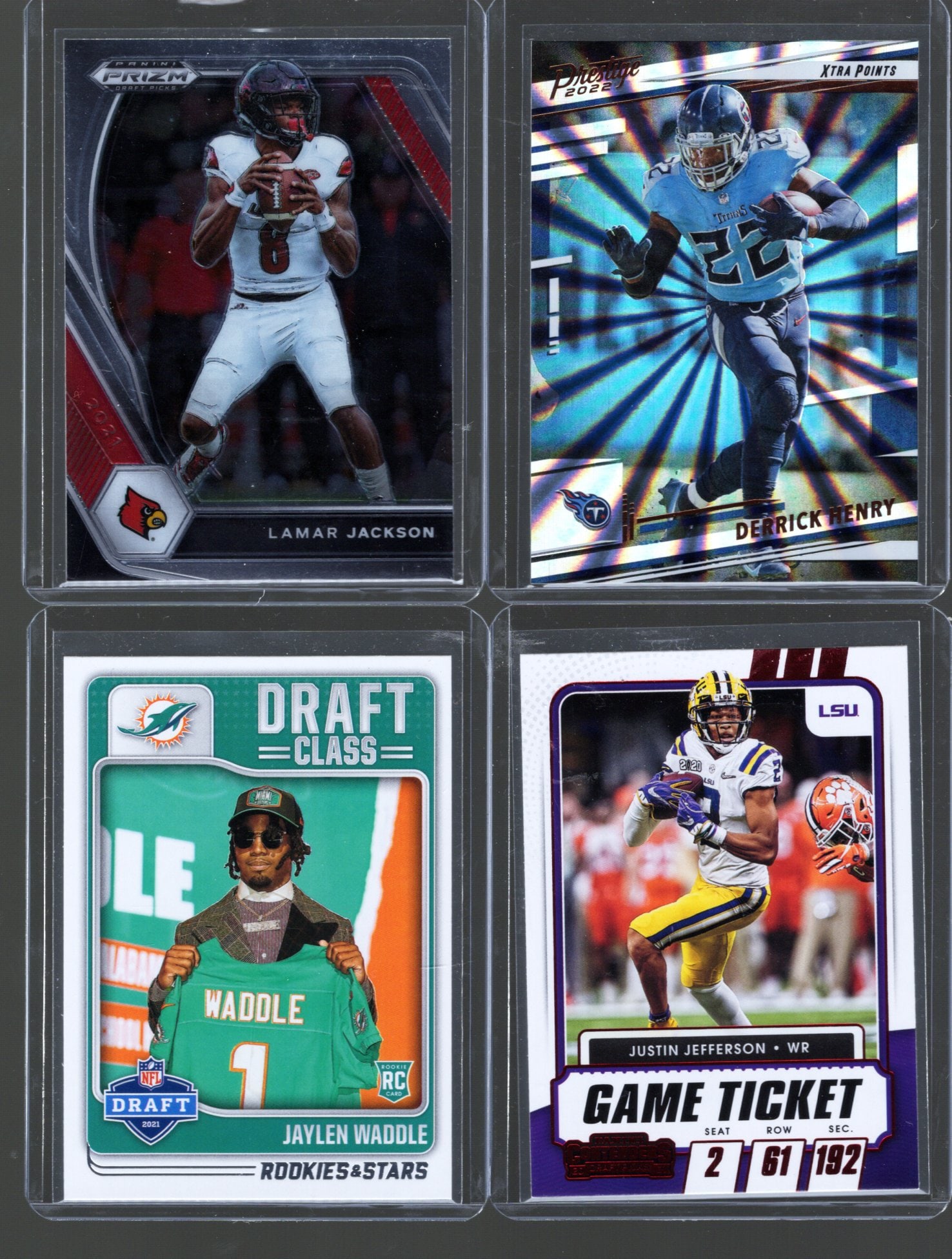4 - 2020's Panini NFL Trading Cards, Stars: Jackson, Henry, Waddle, Jefferson: Panini Select, Prizm, Mosaic, Contenders, Zenith, Phoenix, Illusions, Absolute, Rookie NFL Sports Trading Cards, SP, SSP, Cards, Football Cards for Sale Near Me, Superbowl & Hall of Fame Player Cards,