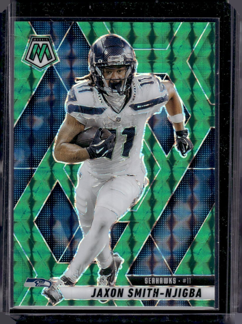 Jaxon Smith-Njigba Green Mosaic Prizm 2025 Mosaic #229 Seattle Seahawks: Panini Select, Prizm, Mosaic, Contenders, Zenith, Phoenix, Illusions, Absolute, Rookie NFL Sports Trading Cards, SP, SSP, Cards, Football Cards for Sale Near Me, Superbowl & Hall of Fame Player Cards,
