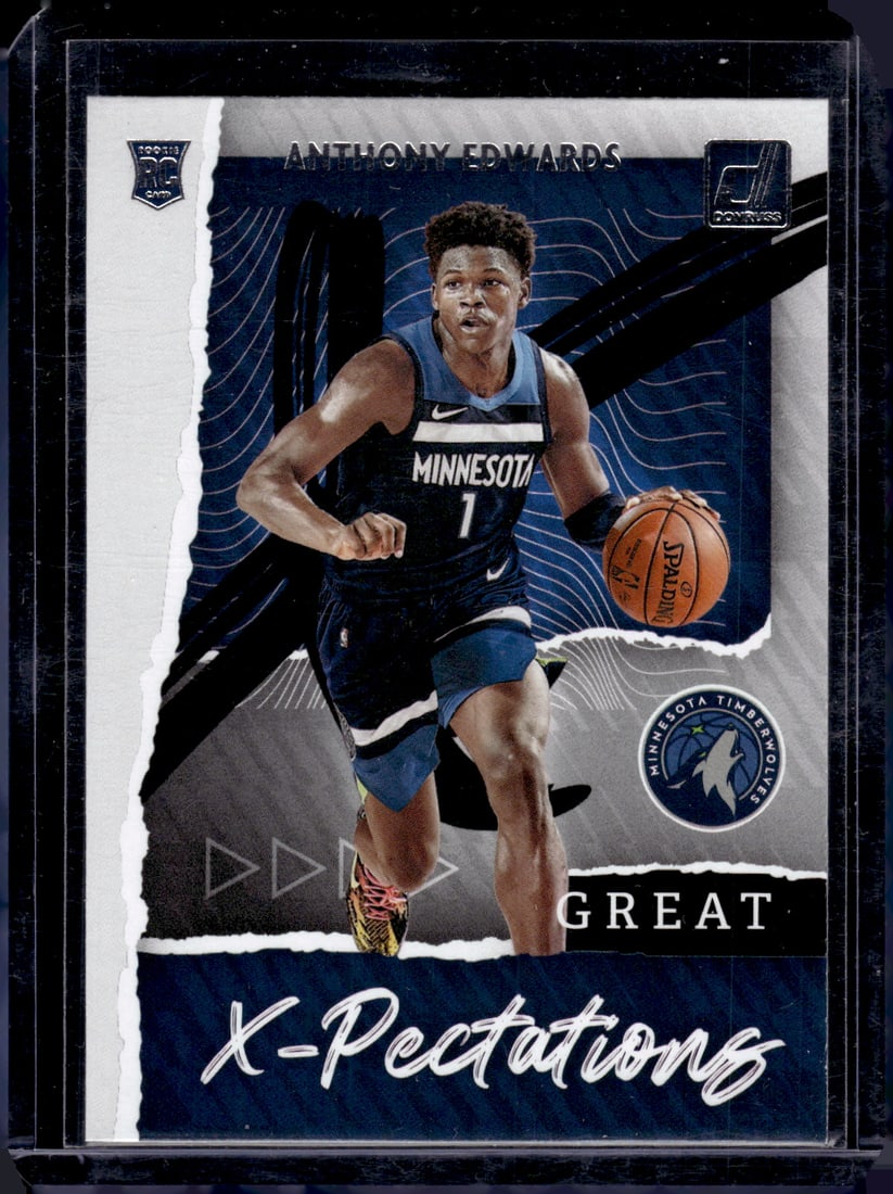 Anthony Edwards Rookie Card Great X-Pectations 2020-21 Donruss #1 Timberwolves: Panini Select, Prizm, Mosaic, Contenders, Revolution, Phoenix, NBA Hoops, Rookie NFL Sports Trading Cards, Silver, SP, SSP, Wave Prizms, Numbered Cards, Basketball sports Cards for Sale Near Me, NBA C