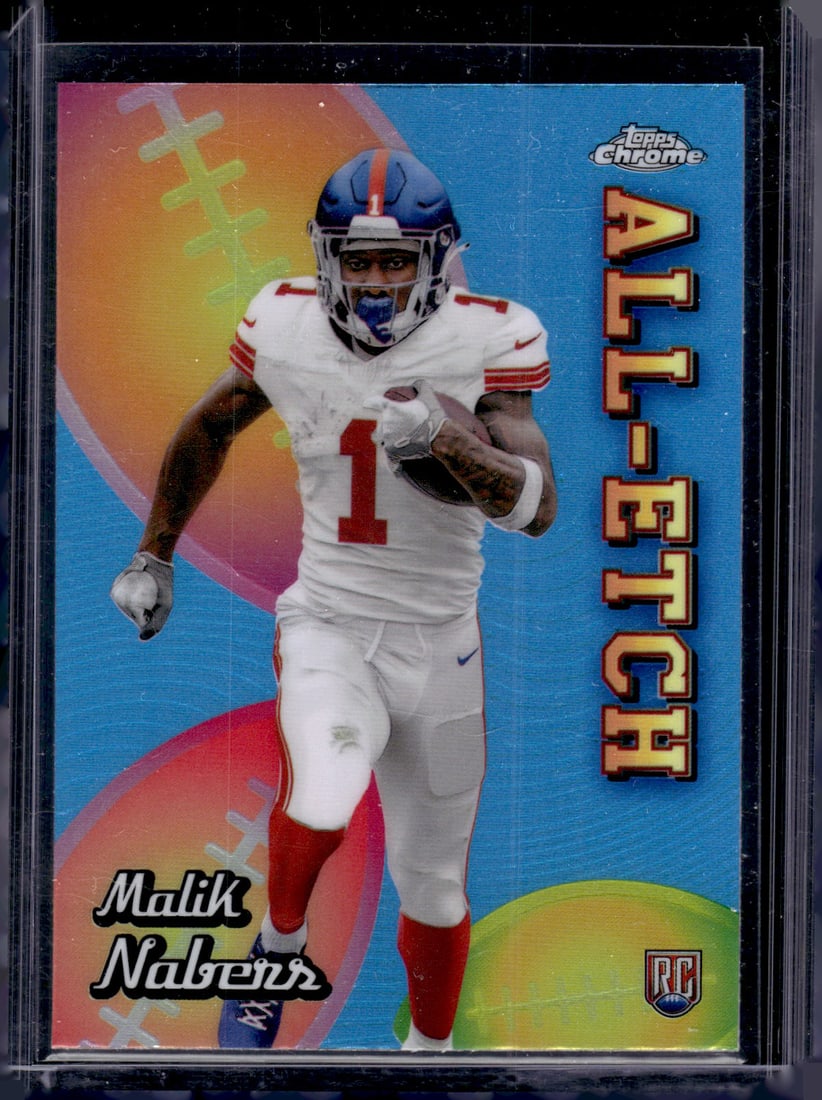 Malik Nabers Rookie Card All-Etch Refractor 2024 Topps Chrome #CAE-MN Giants (1 of 2)