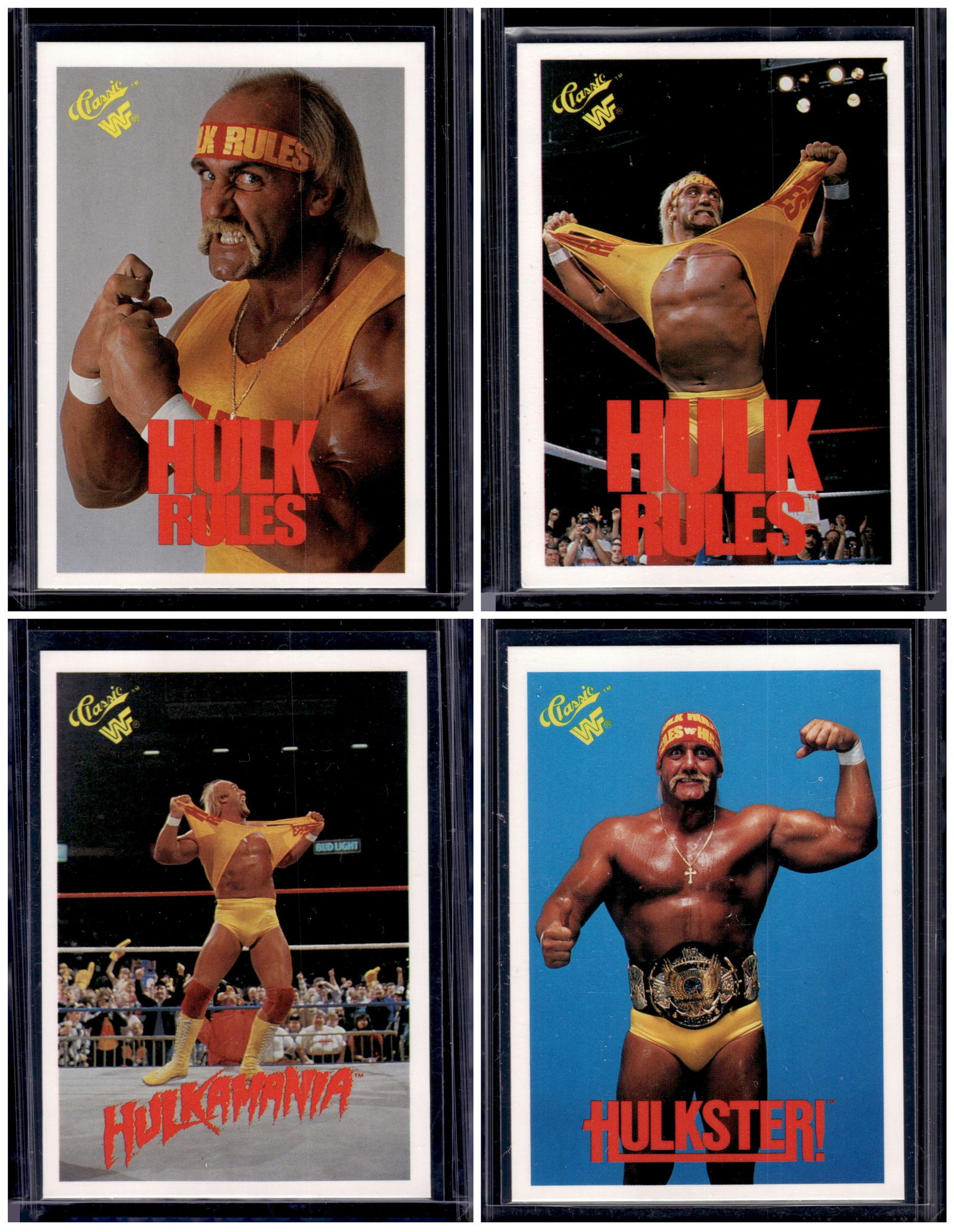 Lot of 4 Hulk Hogan 1990 WWF Wrestling Cards. All Different (1 of 2)