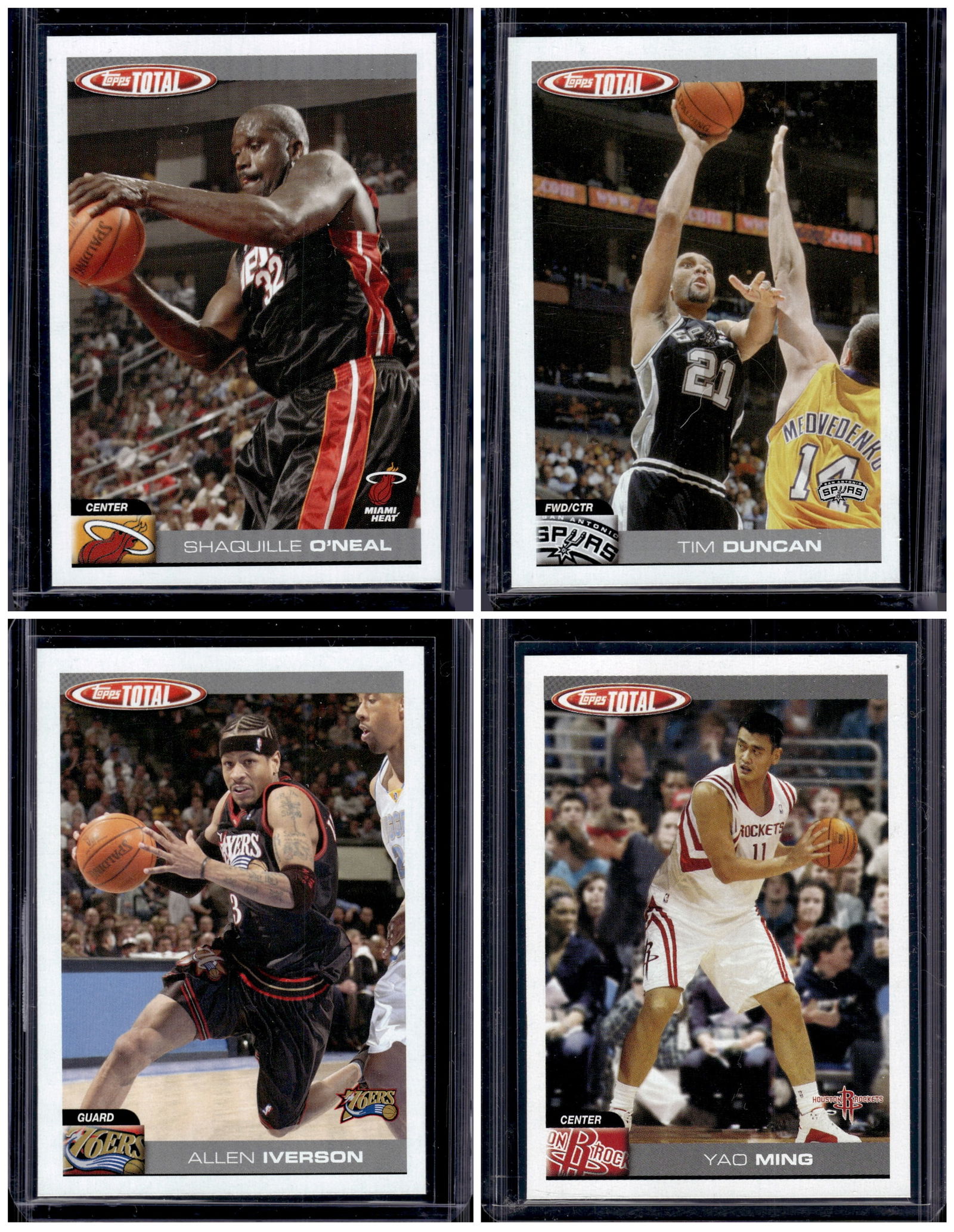 Lot of 4 2005-06 Topps Total NBA Cards. Shaq, Tim Duncan, Iverson, Yao Ming (1 of 2)