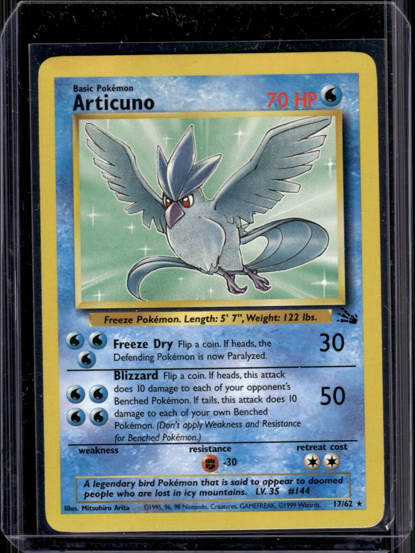 Pokemon Fossil Articuno Non Holo Rare #17/62 LP: Pokemon Trading Card Game Cards, Charizard, Pikachu, Mewtwo, Reverse Holo, Holo Rare, Secret Rare Cards, Full Art Cards, Eevee, Ultra Rare Card, Illustration Rare, Special Illustration Rare SIR