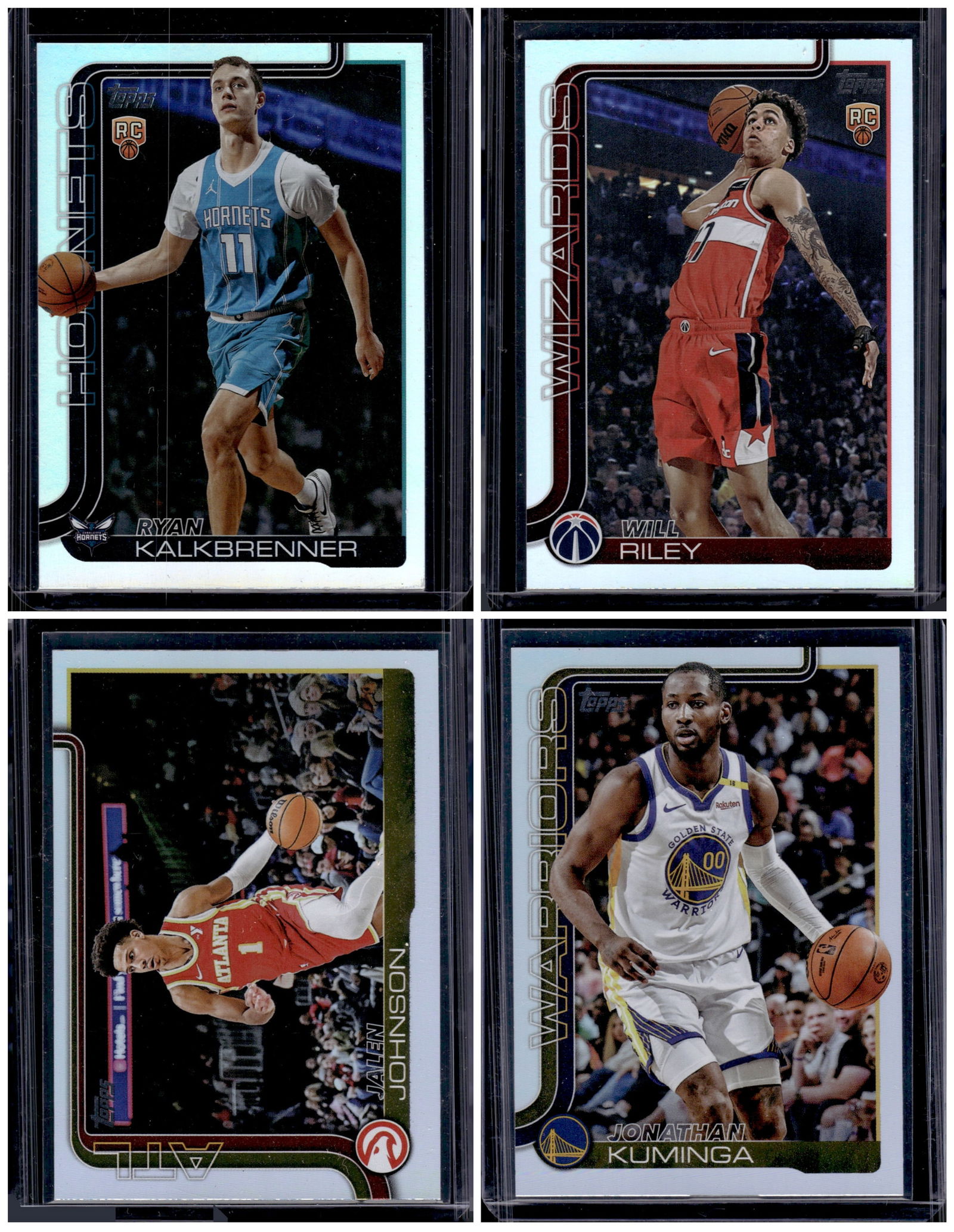 Lot of 4 2025-26 Topps NBA Holo Foils. Kalbrenner RC, Riley RC, Johnson, Kuminga (1 of 2)