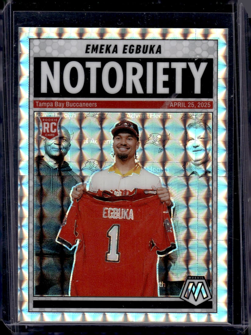 Emeka Egbuka Rookie Card Notoriety Silver Mosaic Prizm 2025 Mosaic #16 Buccaneers: Panini Select, Prizm, Mosaic, Contenders, Zenith, Phoenix, Illusions, Absolute, Rookie NFL Sports Trading Cards, SP, SSP, Cards, Football Cards for Sale Near Me, Superbowl & Hall of Fame Player Cards,