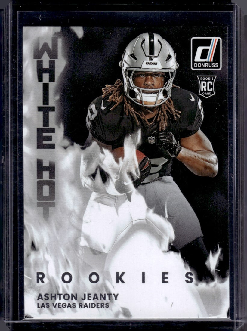 Ashton Jeanty White Hot Rookies 2025 Donruss #WHR-ASJ Las Vegas Raiders: Donruss Football NLF Trading & Sports Cards, Sports Cards for Sale Near Me, Valuable Memorabilia Auction Lots Sold On Line, SP, SSP