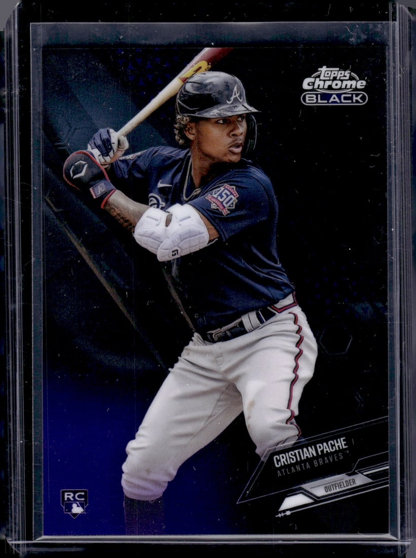 Cristian Pache Rookie Card Purple /150 2021 Topps Chrome Black #40: Topps Baseball MLB Trading & Sports Cards, Sports Cards for Sale Near Me, World Series & Hall of Fame Players Memorabilia, Refractors, X-Fractors, Numbered, SP, SSP, Valuable Auction Memorabilia Lots 