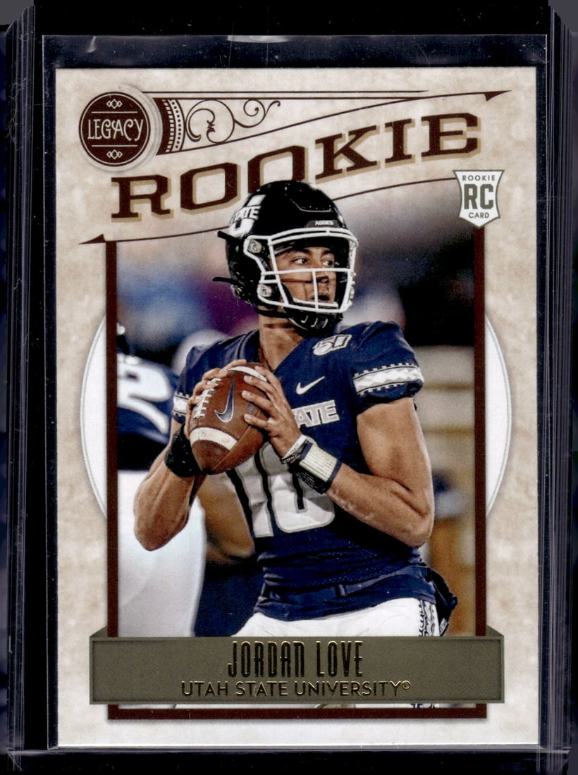 Jordan Love Rookie Card 2020 Panini Legacy #169 Utah State, Green Bay Packers: Panini Select, Prizm, Mosaic, Contenders, Zenith, Phoenix, Illusions, Absolute, Rookie NFL Sports Trading Cards, SP, SSP, Cards, Football Cards for Sale Near Me, Superbowl & Hall of Fame Player Cards,