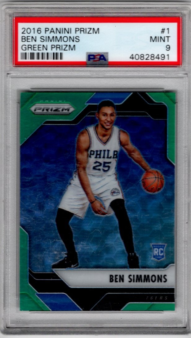 Ben Simmons Rookie Card Green Prizm 2016-17 Panini Prizm #1 PSA 9 (1 of 2)