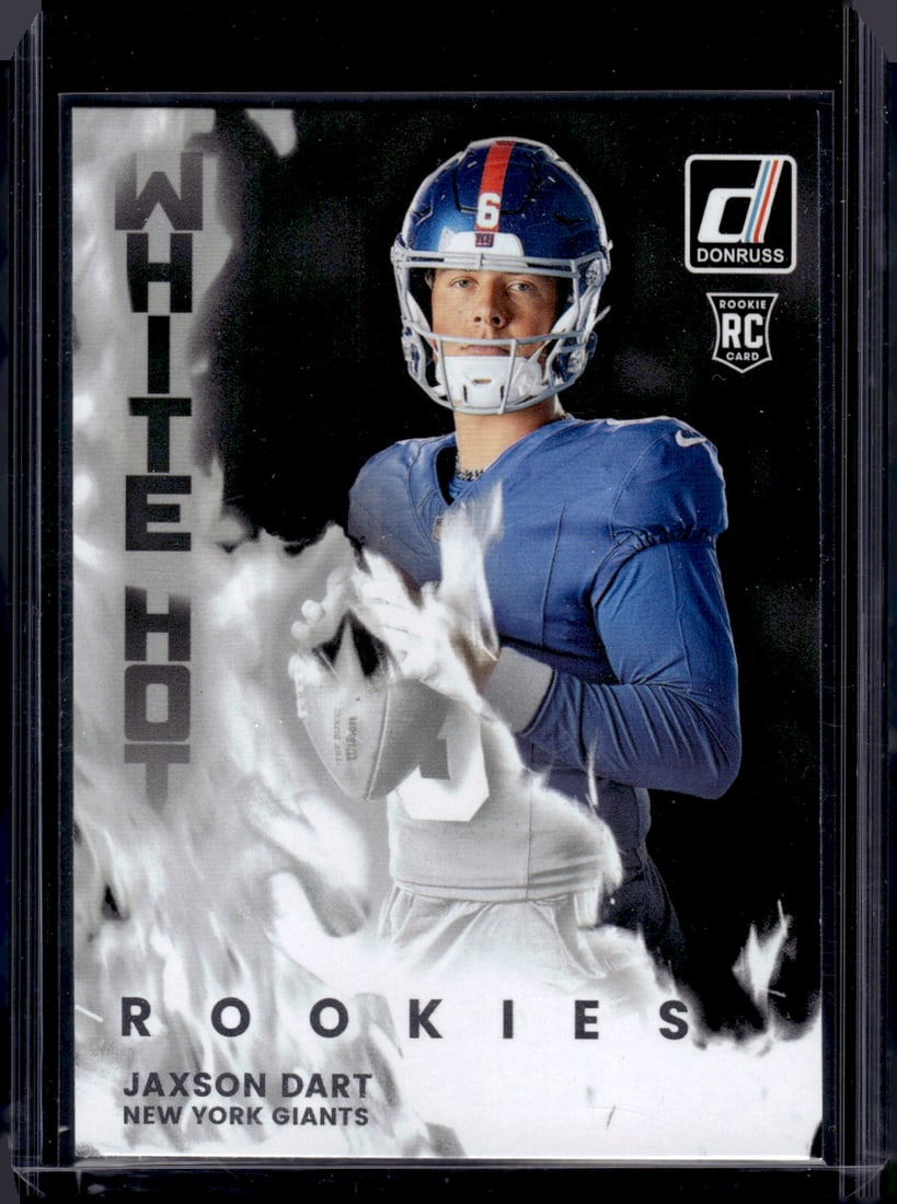 Jaxson Dart White Hot Rookies 2025 Donruss #WHR-JXD New York Giants: Donruss Football NLF Trading & Sports Cards, Sports Cards for Sale Near Me, Valuable Memorabilia Auction Lots Sold On Line, SP, SSP