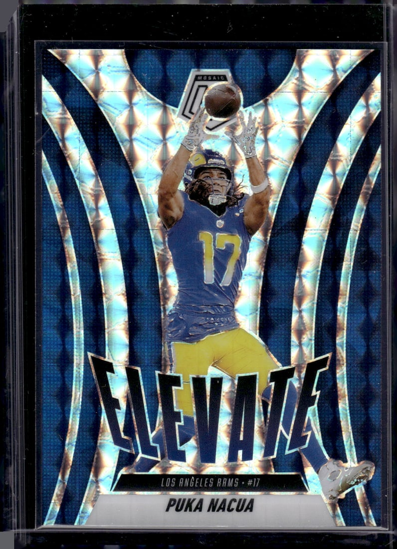 Puka Nacua Elevate Silver Mosaic Prizm 2025 Mosaic #18 Los Angeles Rams: Panini Select, Prizm, Mosaic, Contenders, Zenith, Phoenix, Illusions, Absolute, Rookie NFL Sports Trading Cards, SP, SSP, Cards, Football Cards for Sale Near Me, Superbowl & Hall of Fame Player Cards,