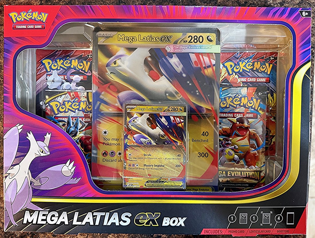 Pokemon Mega Latias ex Box - 4 Booster Packs, 1 Foil Mega Latias ex promo Card 1 Oversize Card: Pokemon Trading Card Game Cards, Charizard, Pikachu, Mewto, EX, Referse Holo, Holo Rare Cards, Secret Rare Cards, Full Art Cards, Evee, 3 Stars Ultra Rare Cards, Double Rare, Illustration Rare, Specia