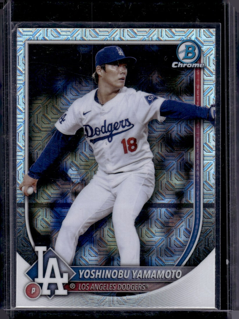 Yoshinobu Yamamoto Mojo Refractor 2025 Bowman Chrome #18 Los Angeles Dodgers: Bowman Baseball MLB Trading & Sports Cards, Sports Cards for Sale Near Me, World Series & Hall of Fame Players, SP, SSP, Chrome, 1st Bowman, Auction Memorabilia Lots Sold On Line