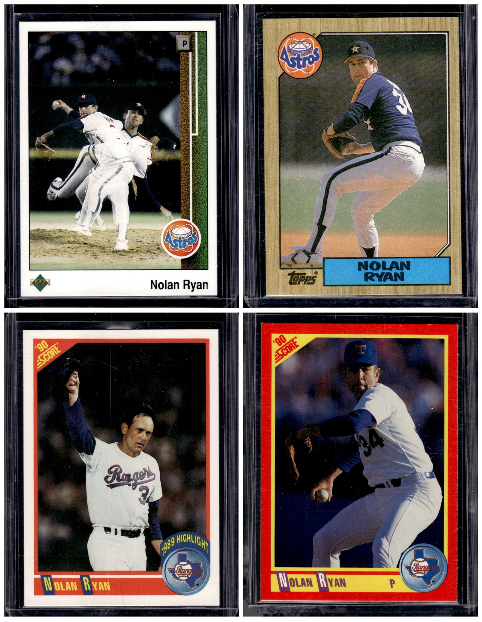 Lot of 4 Late 80s & Early 90s Nolan Ryan Baseball Cards (1 of 2)
