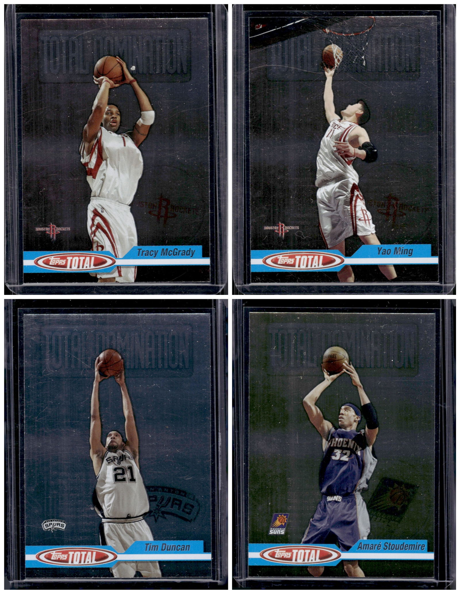 Lot of 4 2025 Topps Total NBA Inserts. McGrady, Ming, Duncan, Stoudemire (1 of 2)