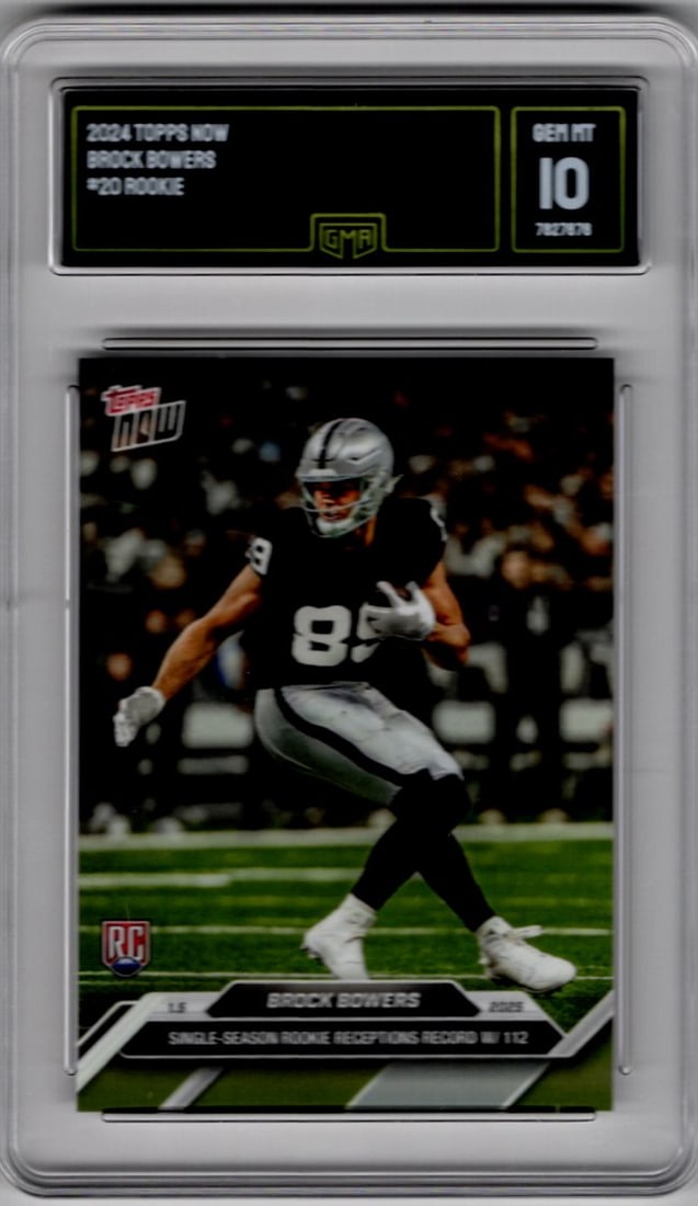 Brock Bowers Rookie Card 2024 Topps Now #20 GMA 10 Las Vegas Raiders: Topps Football NFL Trading Sports Cards, Sports Cards for Sale Near Me, Super Bowl & Hall of Fame Player Cards, Resurgence, Composite, SP, SSP, Valuable Auction Memorabilia Lots For Sale On Line