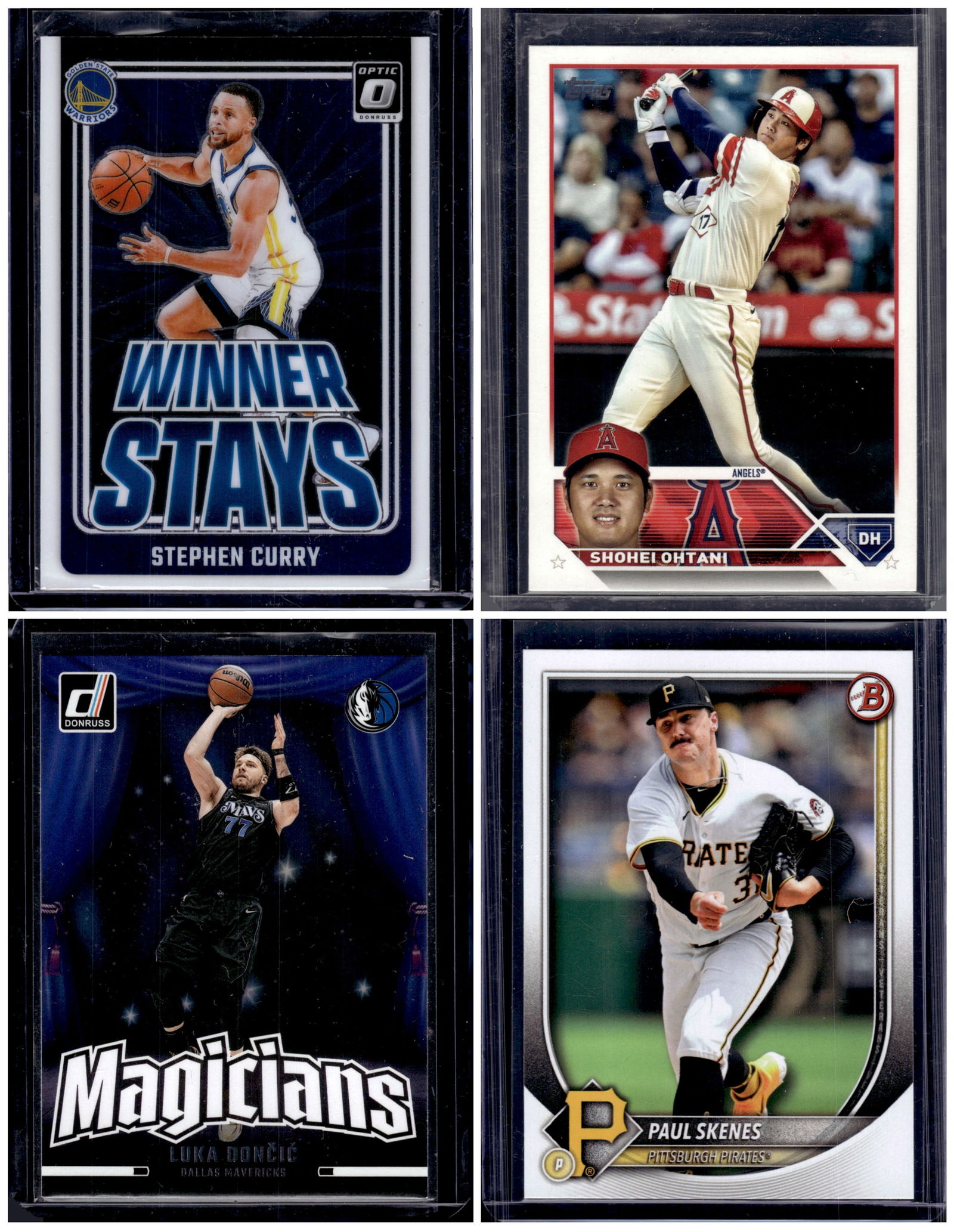 Multi Sport Lot of 4 Superstars. Steph Curry, Shohei Ohtani, Luka Doncic, Paul Skenes (1 of 2)