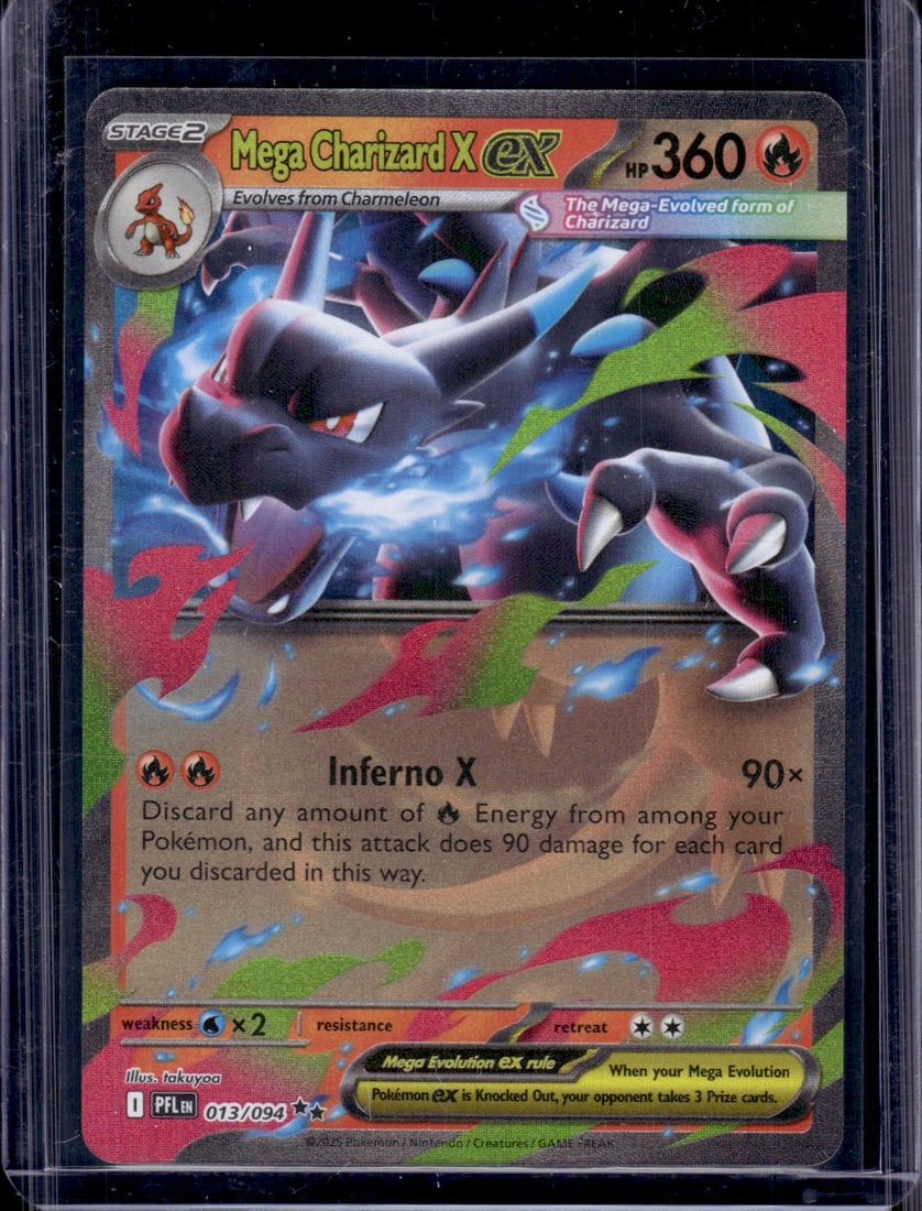 2025 Pokemon Phantasmal Flames Mega Charizard X Ex #13: Pokemon Trading Card Game Cards, Charizard, Pikachu, Mewtwo, Reverse Holo, Holo Rare, Secret Rare Cards, Full Art Cards, Eevee, Ultra Rare Card, Illustration Rare, Special Illustration Rare SIR