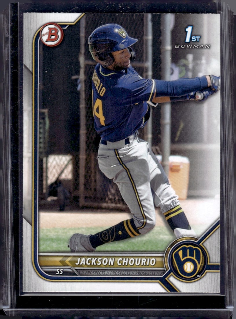 Jackson Chourio 1st Bowman 2022 Bowman #BP-79 Milwaukee Brewers: Bowman Baseball MLB Trading & Sports Cards, Sports Cards for Sale Near Me, World Series & Hall of Fame Players, SP, SSP, Chrome, 1st Bowman, Auction Memorabilia Lots Sold On Line
