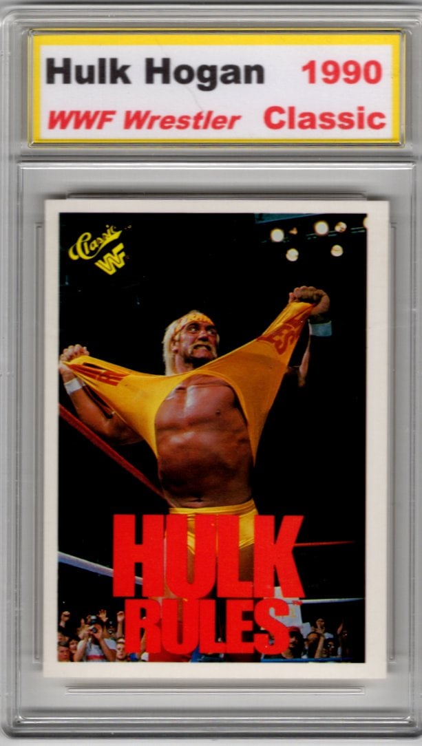 Hulk Hogan 1990 Classic WWF #129 Not Graded Just Encapsulated: Classic Vintage Wrestling WWF Trading & Sports Cards, Old Sports Cards for Sale Near Me, Auction Memorabilia Lots for Sale On Line, Wrestlemania Champion Wrestlers