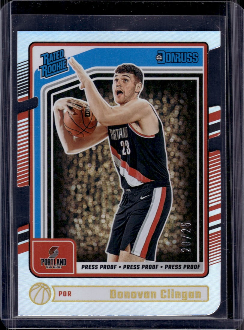 Donovan Clingan Rookie Card Gold Press Proof Die Cut /25 2024-25 Donruss #223 (1 of 2)