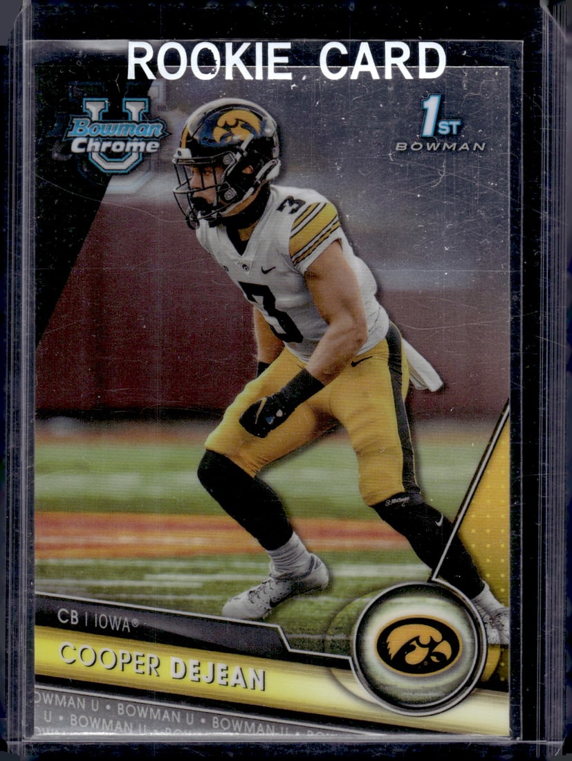 Cooper DeJean 1st Bowman 2023 Bowman U Chrome #27 Iowa Hawkeyes, Eagles: Bowman U Chrome Football NFL Trading & Sports Cards, Sports Cards for Sale Near Me, Prospect, 1st Bowman, Super Bowl & Hall of Fame Players, Auction Memorabilia Lots For Sale Near Me