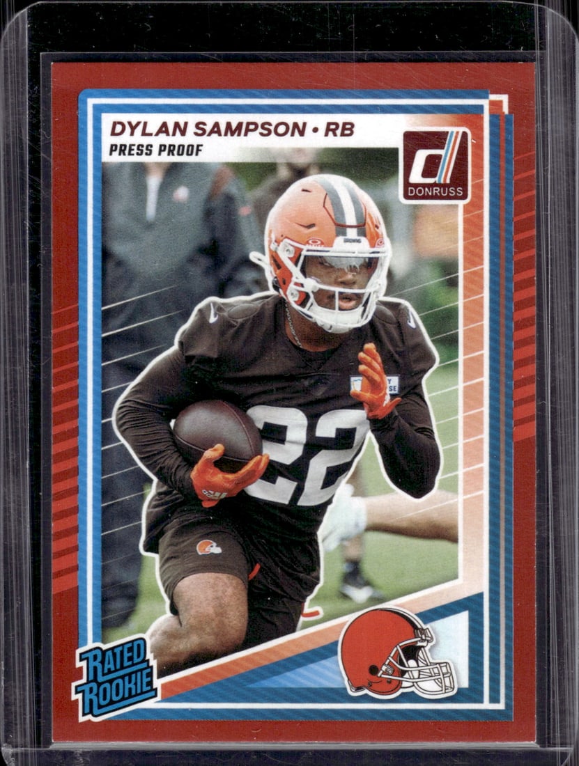 Dylan Sampson Rookie Card Red Press Proof 2025 Donruss #389 Cleveland Browns (1 of 2)
