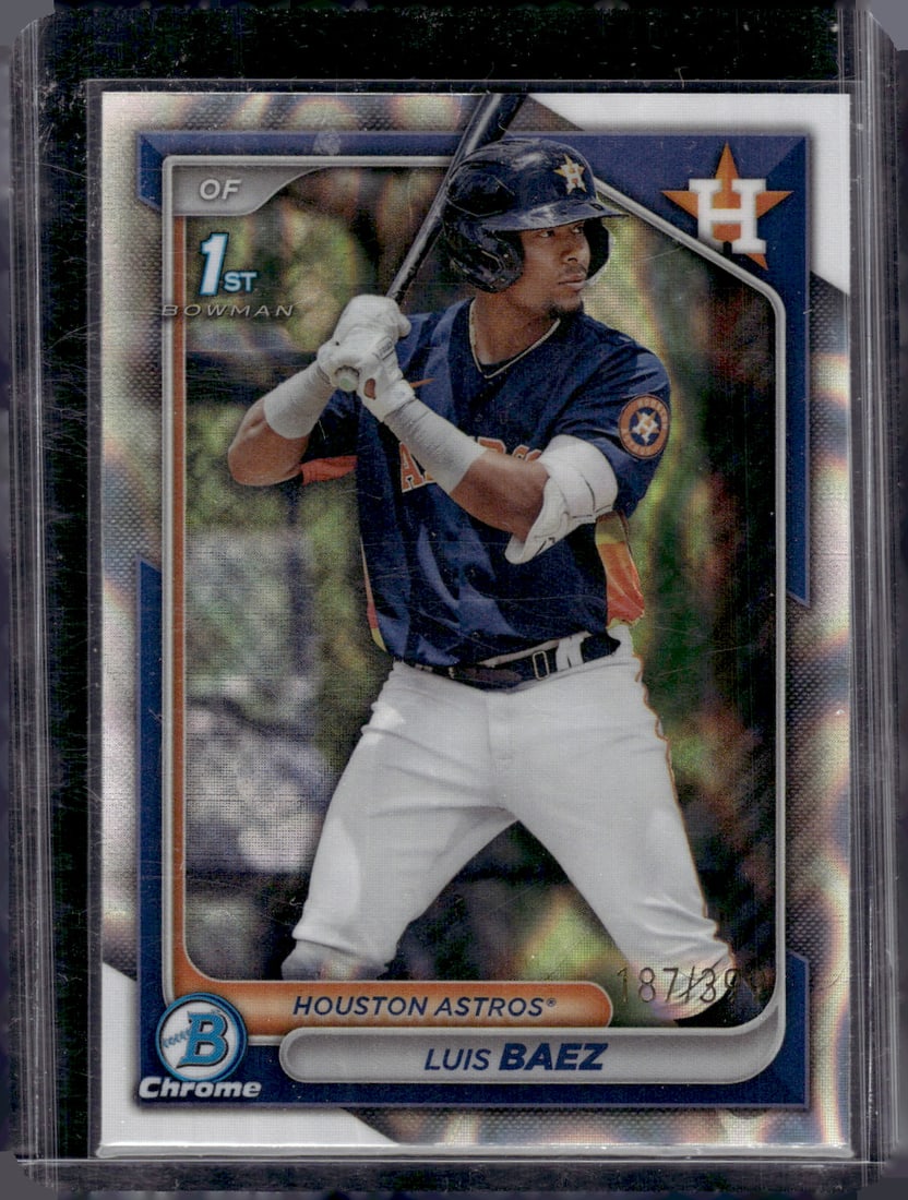 Luis Baez 1st Bowman Lava Refractor /399 2024 Bowman Chrome #BCP-66 Houston Astros: Bowman Baseball MLB Trading & Sports Cards, Sports Cards for Sale Near Me, World Series & Hall of Fame Players, SP, SSP, Chrome, 1st Bowman, Auction Memorabilia Lots Sold On Line
