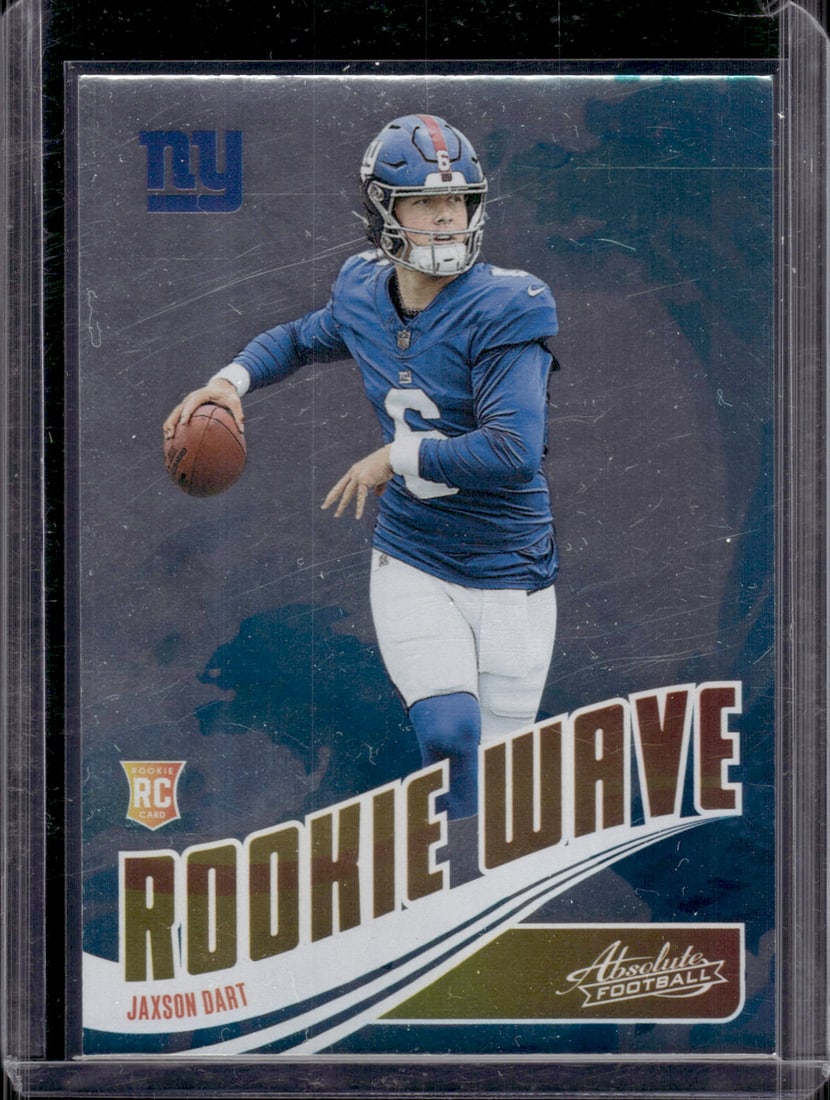 Jaxson Dart Rookie Wave 2025 Absolute #RW-JDT New York Giants: Panini Select, Prizm, Mosaic, Contenders, Zenith, Phoenix, Illusions, Absolute, Rookie NFL Sports Trading Cards, SP, SSP, Cards, Football Cards for Sale Near Me, Superbowl & Hall of Fame Player Cards,