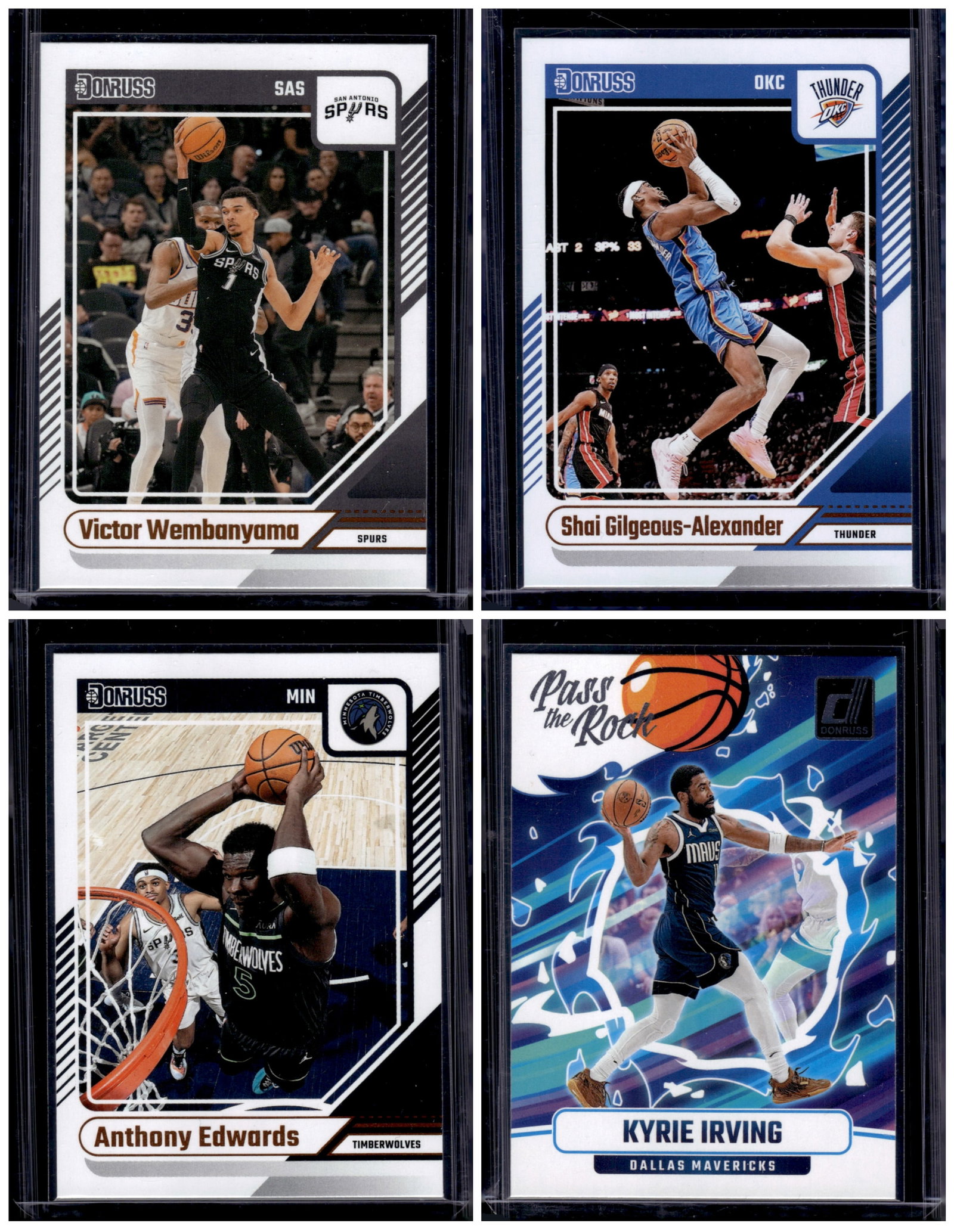 Lot of 4 2024-25 Donruss NBA Superstars Wembanyama, Gilgeous-Alexander, Edwards, Irving: Donruss Optic Basketball NBA Sports & Trading Cards, SP, SSP, NBA Championship & Hall of Fame Player Cards, Valuable Auction Memorabilia Lots Sold On Line, Sports Cards for Sale Near Me