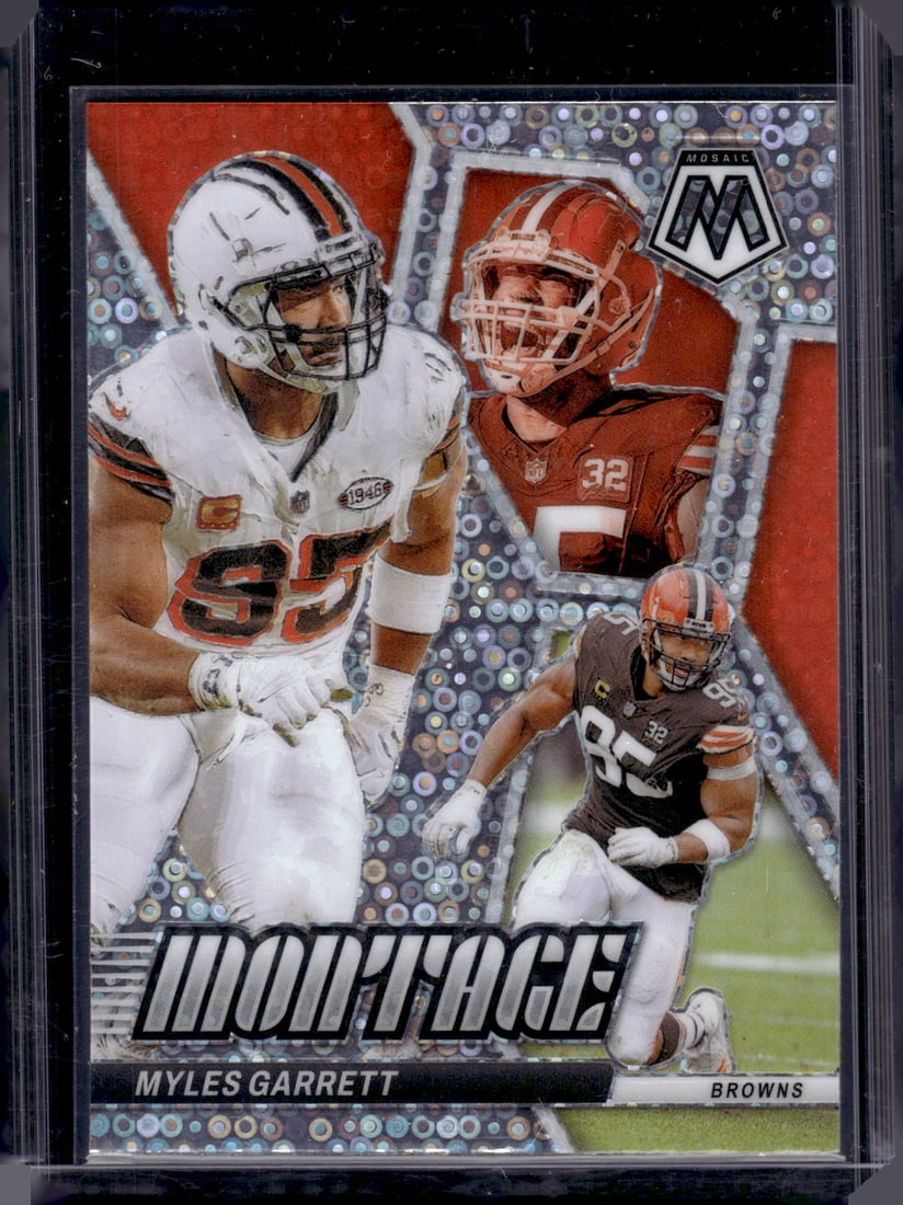 Myles Garrett Montage No Huddle Prizm 2024 Panini Mosaic #M-26 Cleveland Browns: Panini Select, Prizm, Mosaic, Contenders, Zenith, Phoenix, Illusions, Absolute, Rookie NFL Sports Trading Cards, SP, SSP, Cards, Football Cards for Sale Near Me, Superbowl & Hall of Fame Player Cards,