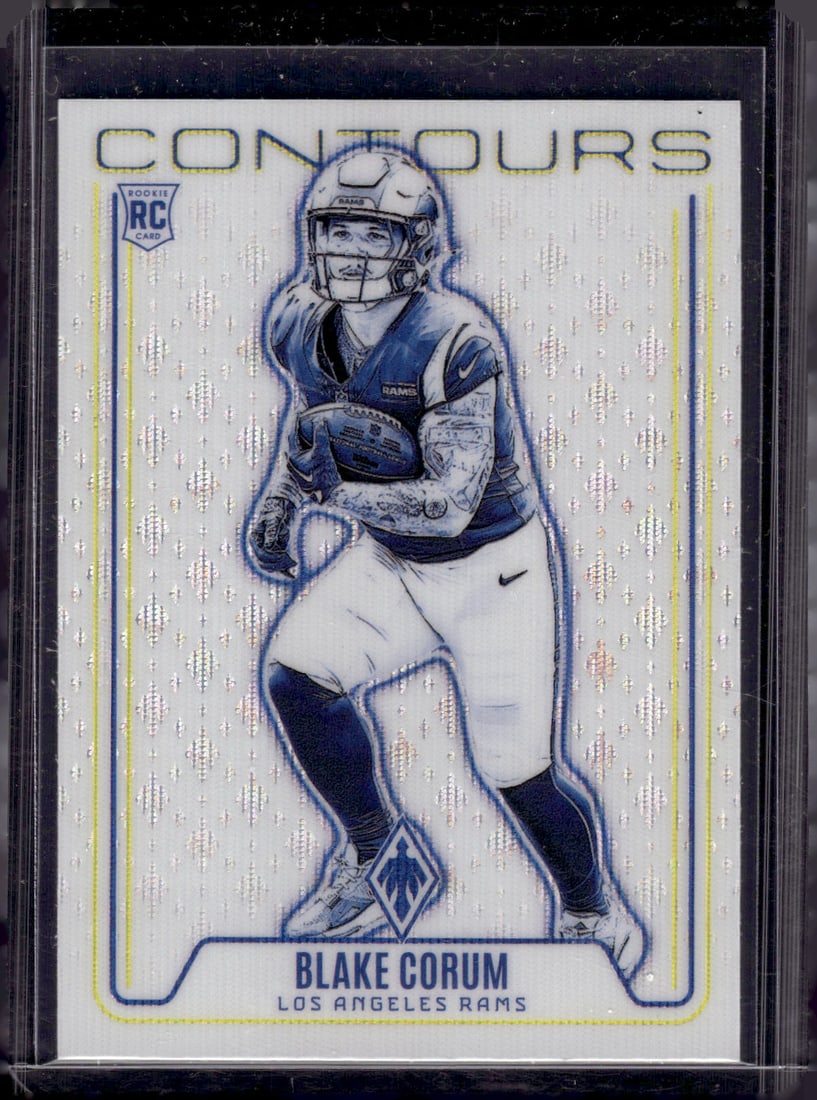 Blake Corum Rookie Card Contours 2024 Phoenix #CON-BCM Los Angeles Rams: Panini Select, Prizm, Mosaic, Contenders, Zenith, Phoenix, Illusions, Absolute, Rookie NFL Sports Trading Cards, SP, SSP, Cards, Football Cards for Sale Near Me, Superbowl & Hall of Fame Player Cards,