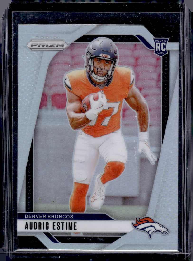 Audric Estime Rookie Card Silver Prizm 2024 Panini Prizm #306 Broncos, Saints (1 of 2)