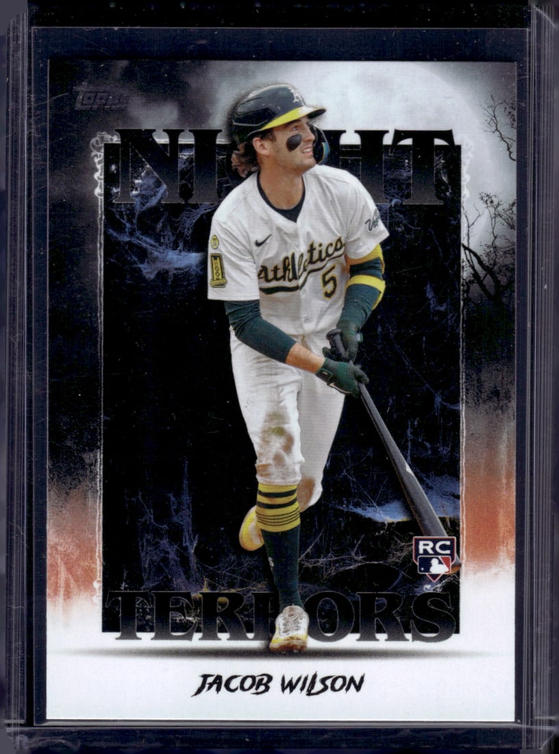 Jacob Wilson Rookie Card Night Terrors 2025 Topps #NT-11 Oakland Athletics: Topps Baseball MLB Trading & Sports Cards, Sports Cards for Sale Near Me, World Series & Hall of Fame Players Memorabilia, Refractors, X-Fractors, Numbered, SP, SSP, Valuable Auction Memorabilia Lots 