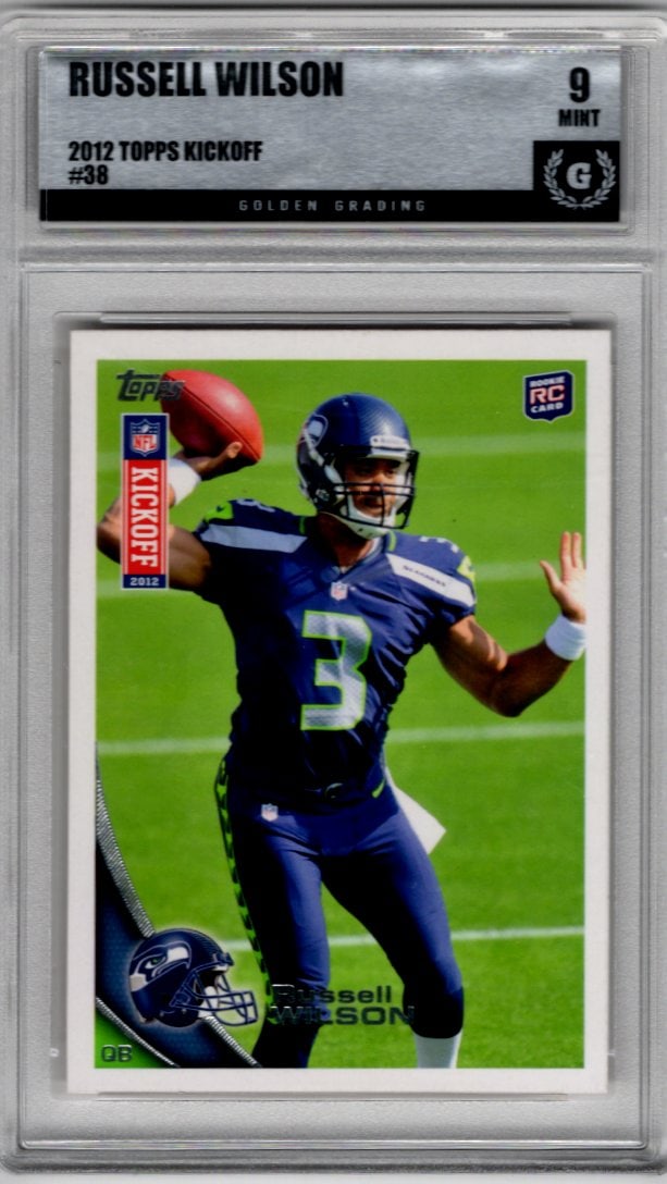 Russell Wilson Rookie Card 2012 Topps Kickoff #38 Golden Grading 9 Mint (1 of 2)
