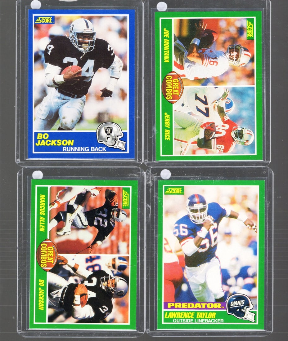 4 - Vintage 1998-1999 Score Football Cards: Bo Jackson, Joe Montana & Jerry Rice (1 of 2)