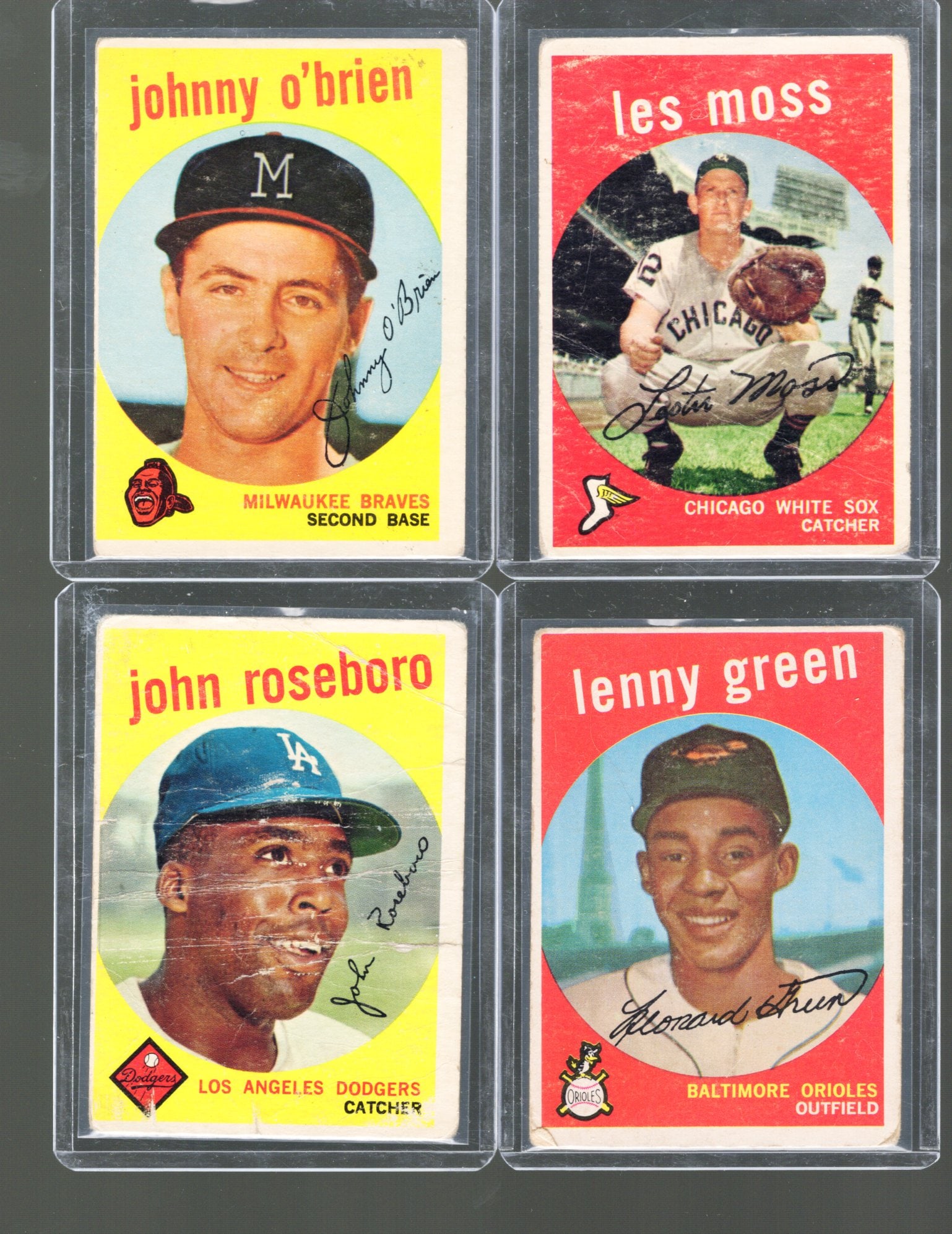 4 - Vintage 1959 Topps Baseball Cards: See Pictures for Condition Les Moss, O'Brien (1 of 2)