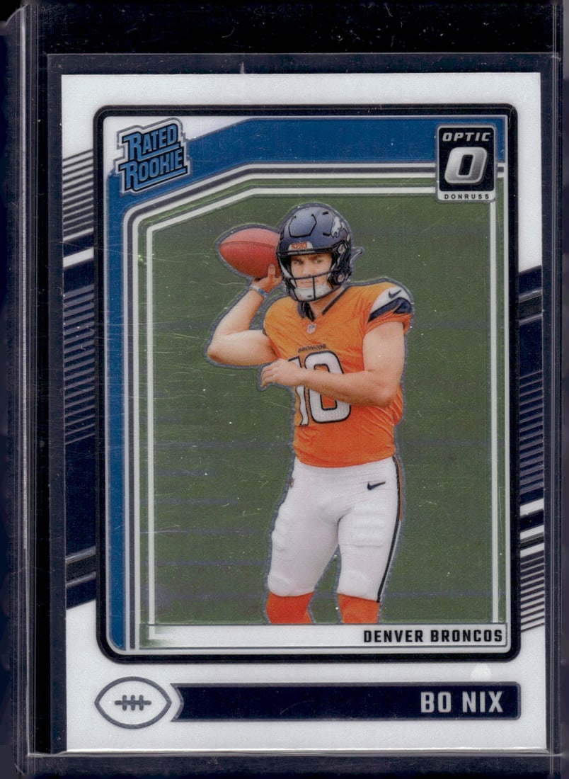 Bo Nix Rookie Card 2024 Donruss Optic #209 Denver Broncos: Donruss Football NLF Trading & Sports Cards, Sports Cards for Sale Near Me, Valuable Memorabilia Auction Lots Sold On Line, SP, SSP
