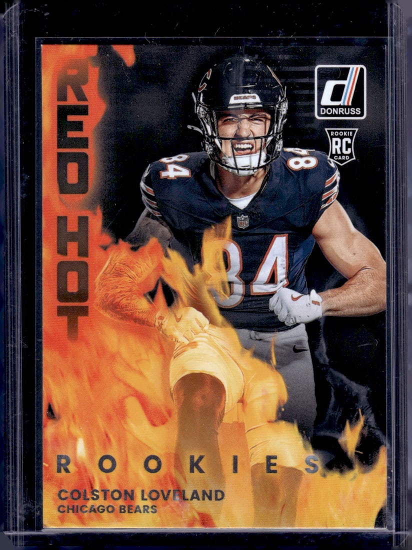 Colston Loveland Red Hot Rookies 2025 Donruss #RHR-CLV Chicago Bears: Donruss Football NLF Trading & Sports Cards, Sports Cards for Sale Near Me, Valuable Memorabilia Auction Lots Sold On Line, SP, SSP