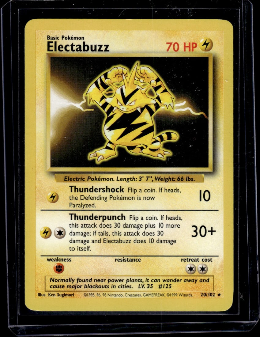 Pokemon Base Set Electabuzz Non Holo Rare 20/102 (1 of 2)