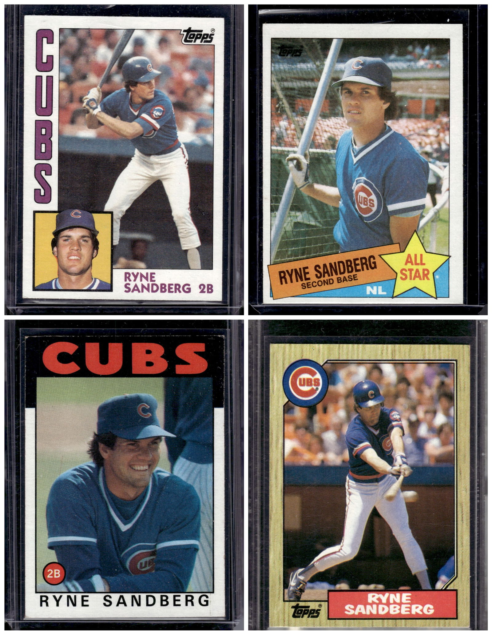 Lot of 4 Ryne Sandberg Baseball Cards. Topps 1984-1987. All Different, See Pictures (1 of 2)