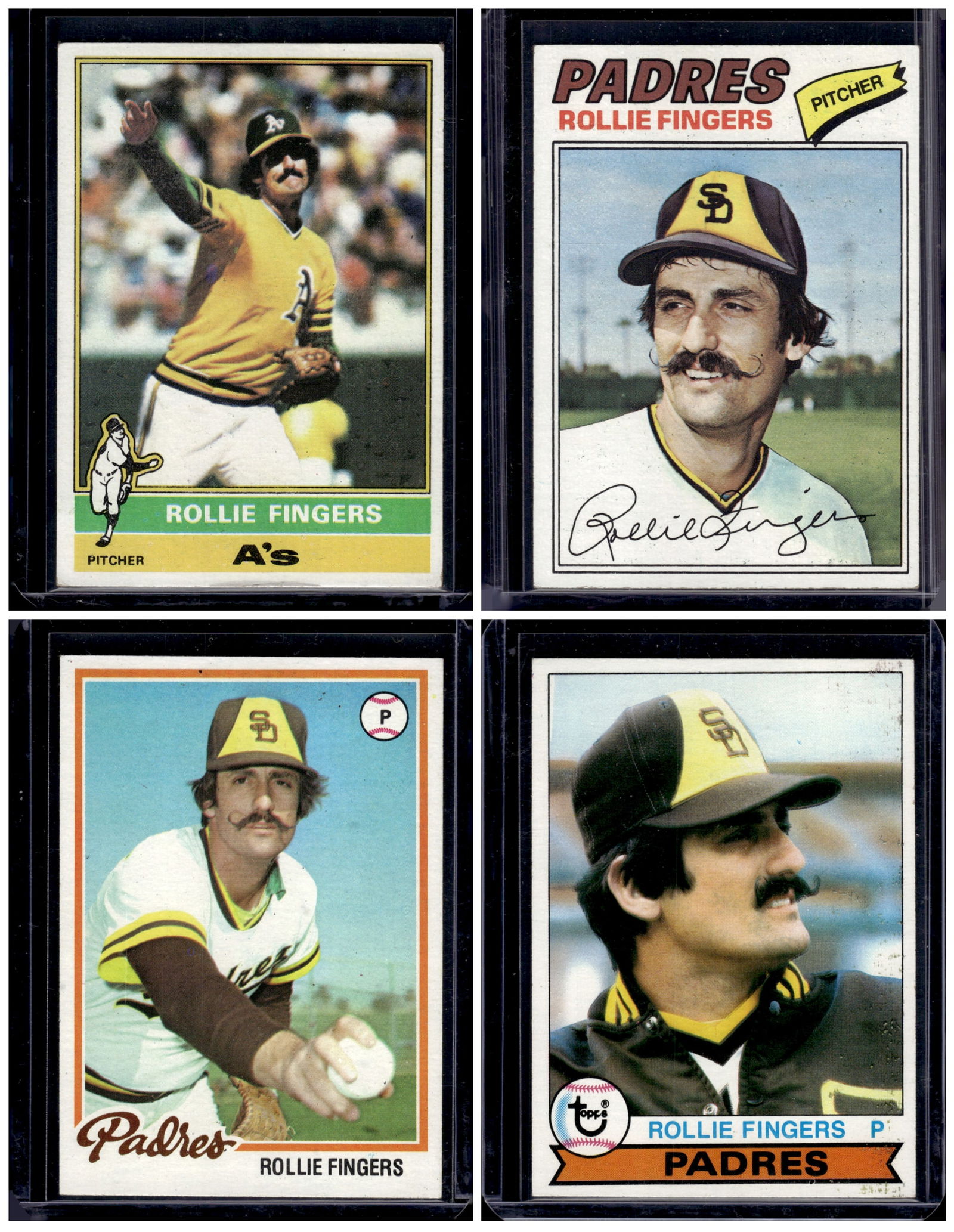 Lot of 4 Rollie Fingers Baseball Cards. Topps 1976-1979. All Different, See Pictures (1 of 2)