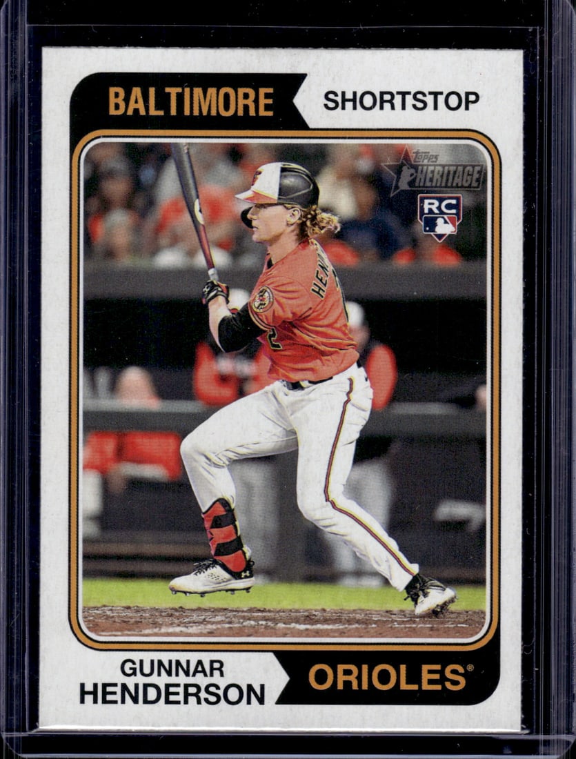 Gunnar Henderson Rookie Card 2023 Topps Heritage #64 Baltimore Orioles: Topps Baseball MLB Trading & Sports Cards, Sports Cards for Sale Near Me, World Series & Hall of Fame Players Memorabilia, Refractors, X-Fractors, Numbered, SP, SSP, Valuable Auction Memorabilia Lots 