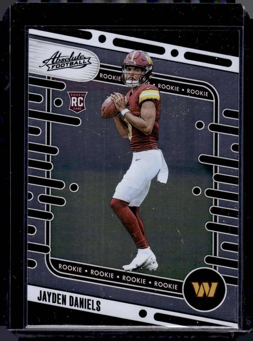 Jayden Daniels Rookie Card Black Foil 2024 Absolute #102 Washington Commanders: Panini Select, Prizm, Mosaic, Contenders, Zenith, Phoenix, Illusions, Absolute, Rookie NFL Sports Trading Cards, SP, SSP, Cards, Football Cards for Sale Near Me, Superbowl & Hall of Fame Player Cards,